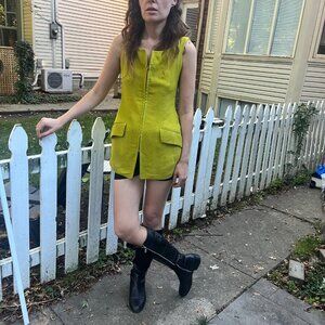 Vintage chartreuse Anne Klein mod mini dress